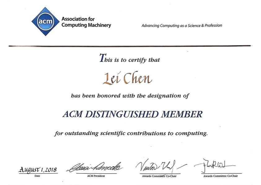 ACM Distinguished Member certificate
